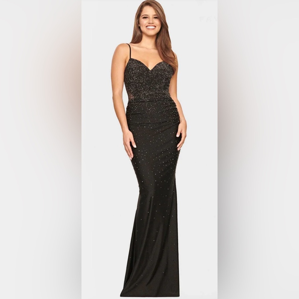 Faviana S10800 - V-Neck Sheer Back Evening Gown